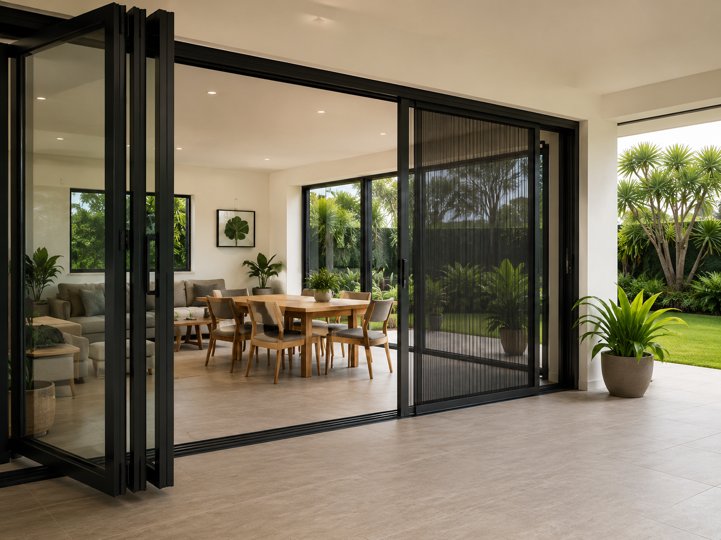 Custom invisible retractable screen doors for large opening space | OpenView 