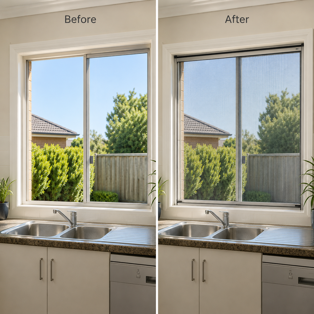 Invisible retractable screen window installation project in Rowville