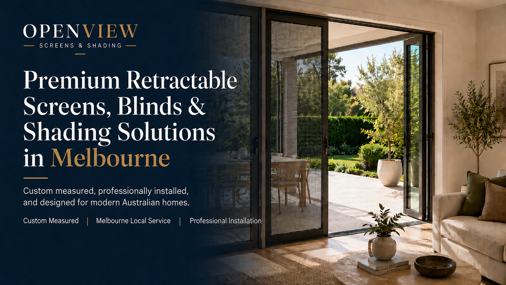 Invisible retractable screen door installed on a modern Melbourne home | OpenView
