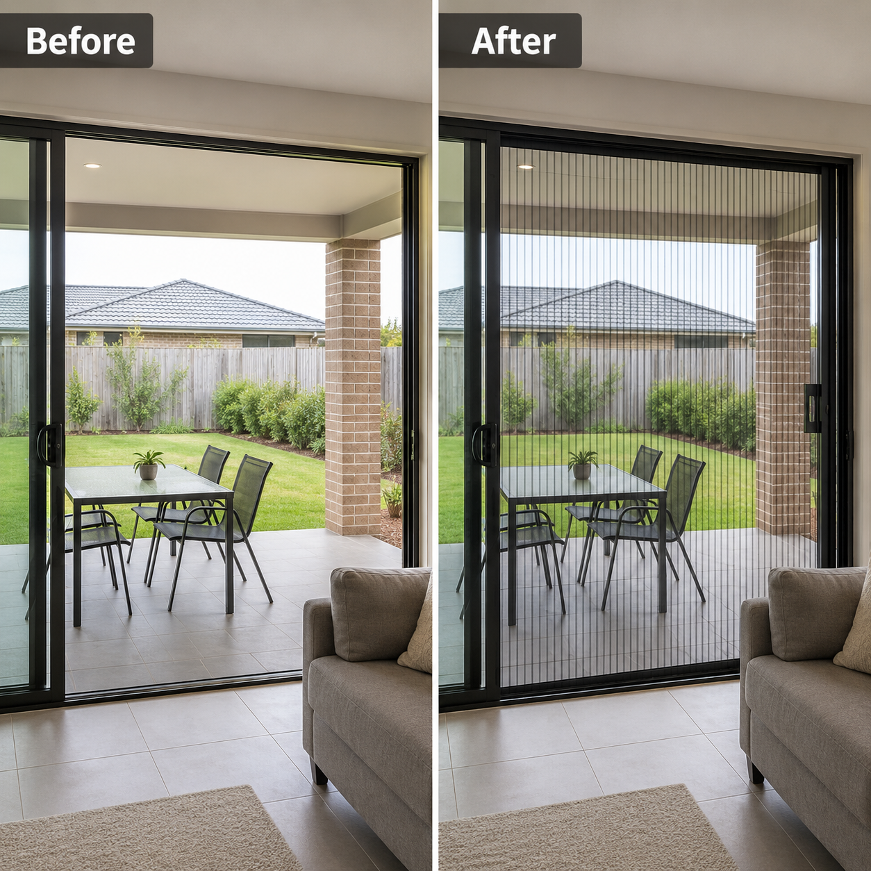 Invisible retractable screen door installation project in Doncaster